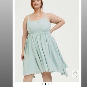 Mint blue challis sharkbite skater dress